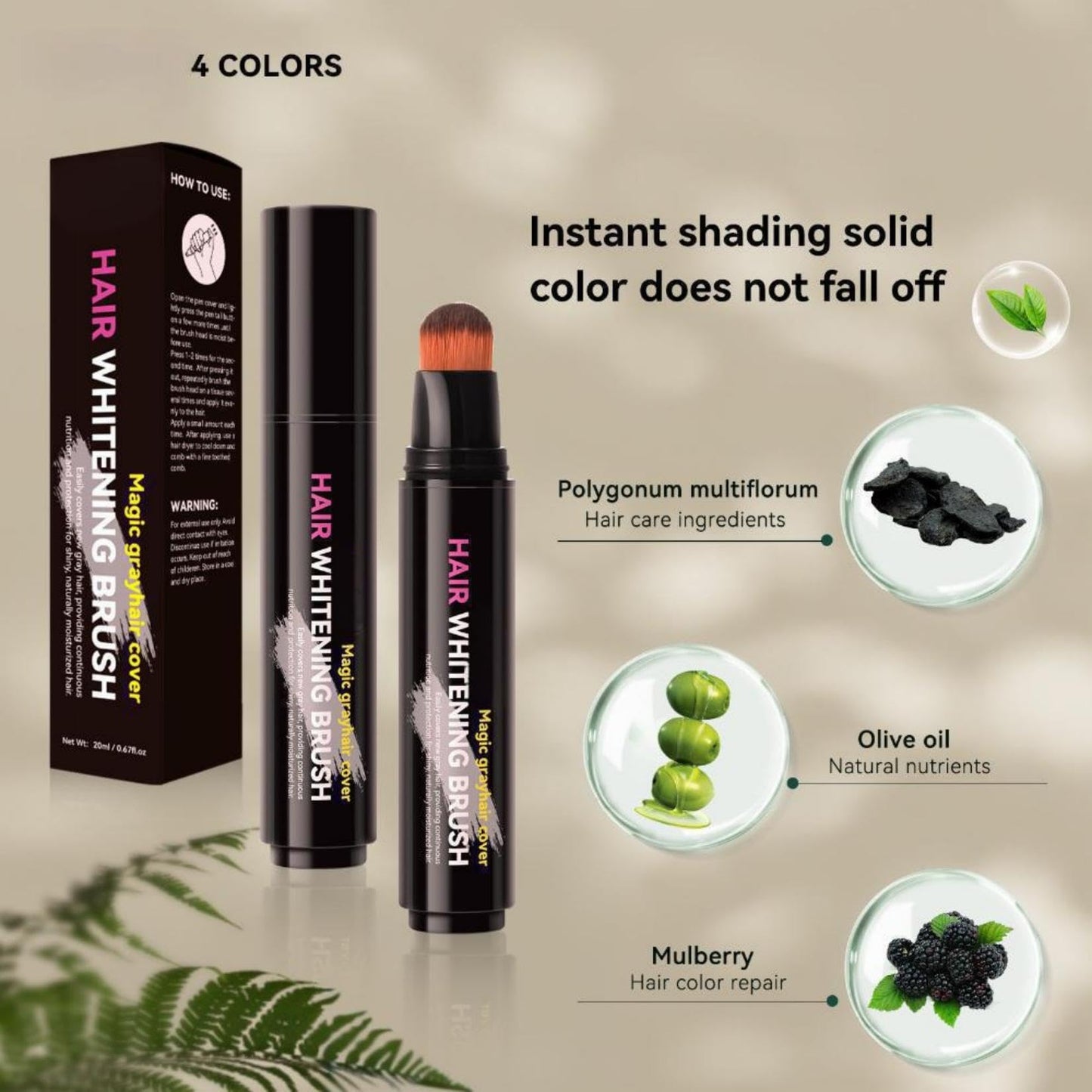 Generic Hair Root Touch Up Stick & Brush – Temporary Hair Dye Pen for Grey Coverage, Natural-Looking Root & Beard Touch Up, Easy to Use, Travel-Friendly, for Men & Women (Black Brown)