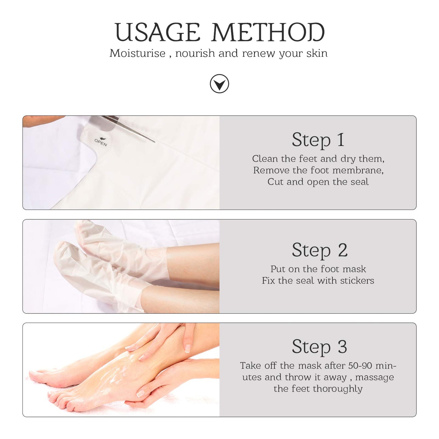 ALIVER 3 Pairs Foot Peel Mask, Foot Moisturizing Mask, Natural Lavender Exfoliating Foot Mask, Foot Skin Repair Socks for Dry, Aging, Cracked Heels Intense Skin Nutrition Foot Cream Mask