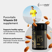 PUROVITALIS Liposomal Vitamin D3 2000iu, 60 Servings (60 Vegan Capsules), High Strength Anti-oxidant Supplement