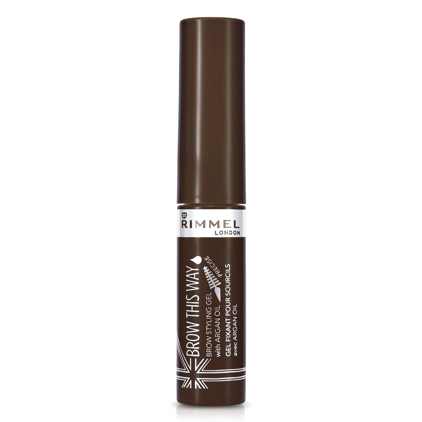 Rimmel London Brow This Way Brow Styling Gel with Argan Oil, Tames and Sets Brows, Dark Brown, 5 ml