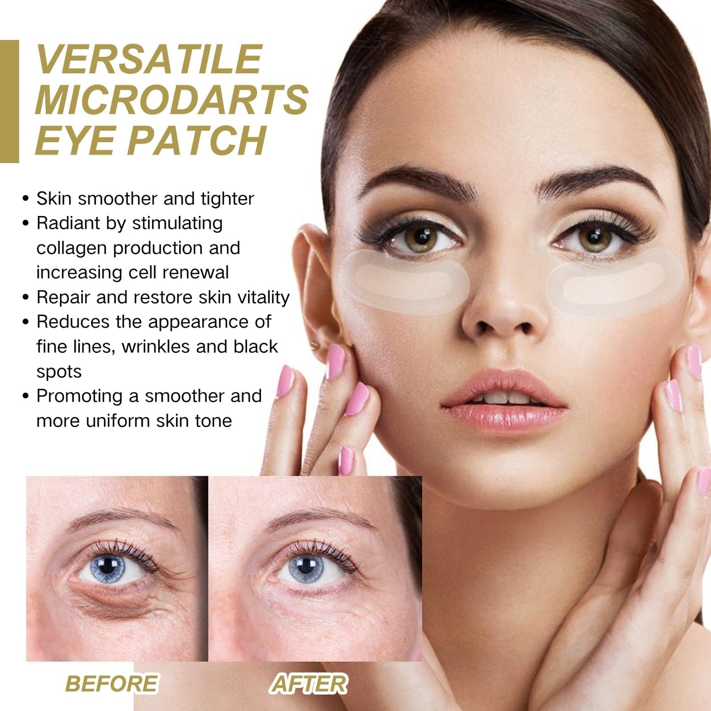 Cureluxe 3pcs Anti Wrinkles Micro Needle Patches - Dissolving Microneedle Eye Patches - Anti Wrinkle Patches for Dark Circles & Puffy Eyes - Under Eye Patches with Hyaluronic acid