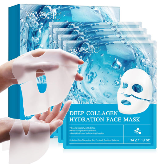 Lxitian Collagen Face Masks Skincare, Collagen Mask with Hyaluronic Acid,Hydrogel Collagen Mask Overnight Face Mask,Real Deep Hydrating Face Mask,Pore Minimizing,Firming Anti Wrinkle Aging Lifting,Deep Repair