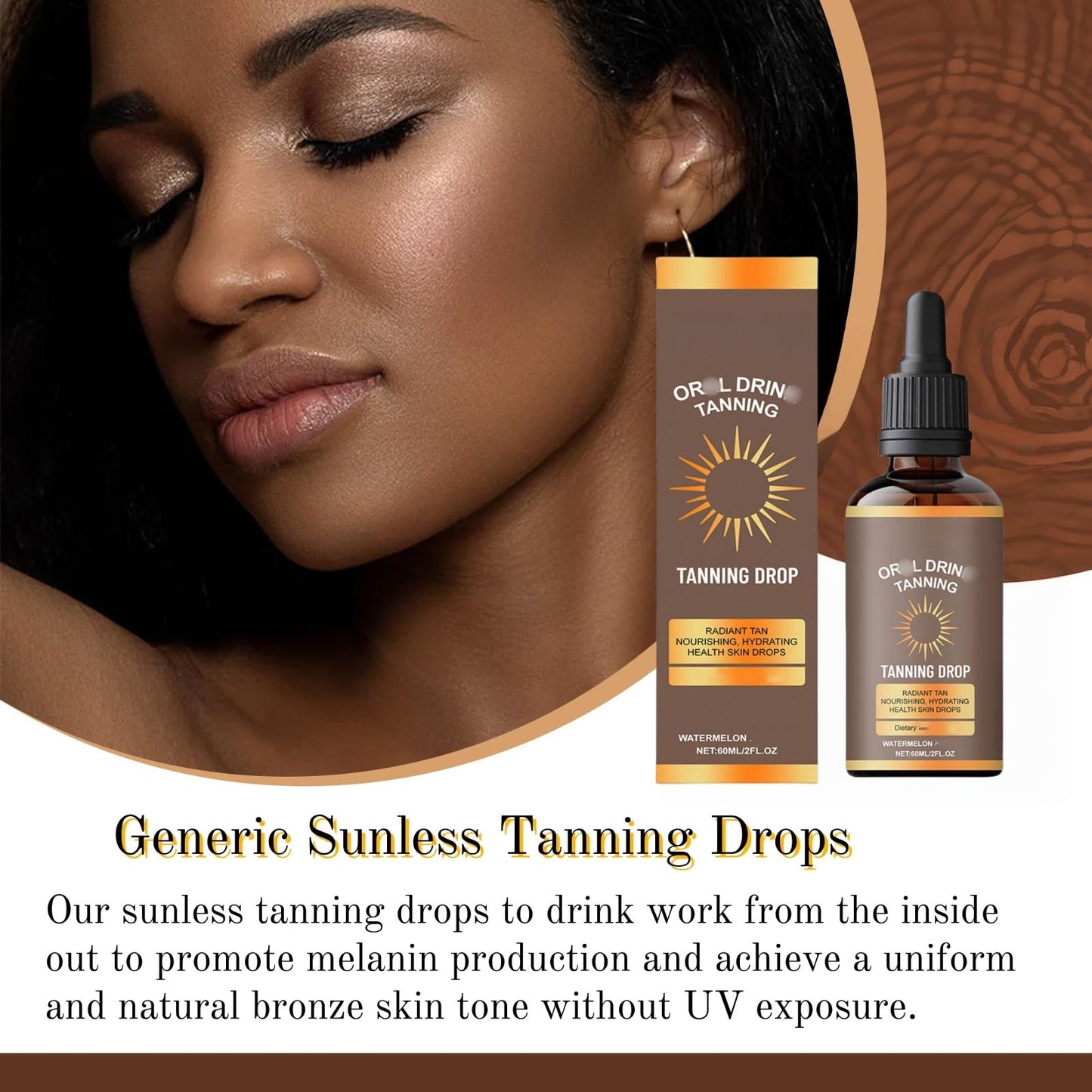 Jinjiar Sunless Tanning Drops,Sunless Self Tanning Drops,Enhancing Natural Skin Tone Without the Sun Damage,Gradual Nourishing Face Tan Dr-op,for All Skin Types,Tan-ning Dro-ps Dr-ink,Sunbed Cream Accelerator