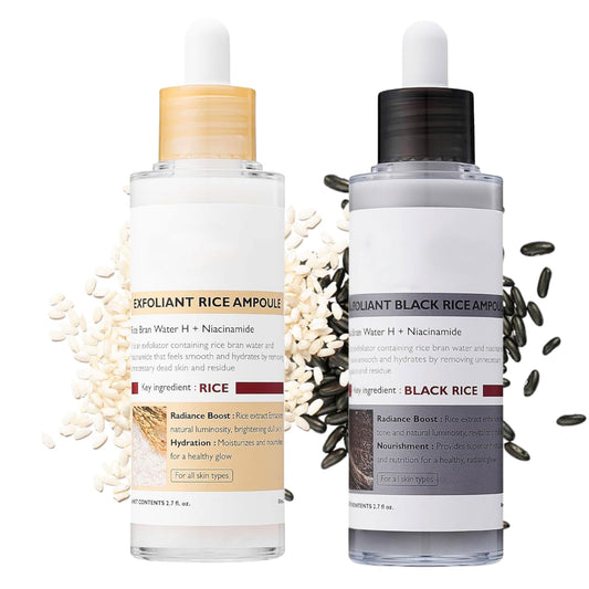 ISBEAUSOLS Rice Ampoule Duo,Exfoliating Face Scrub for Women,Gentle Facial Cleanser with Rice Water & Niacinamide,Hydrating Exfoliating Face Wash,Anti-Aging Facial Scrub for Glowing Skin,Non-Irritating Cleanser