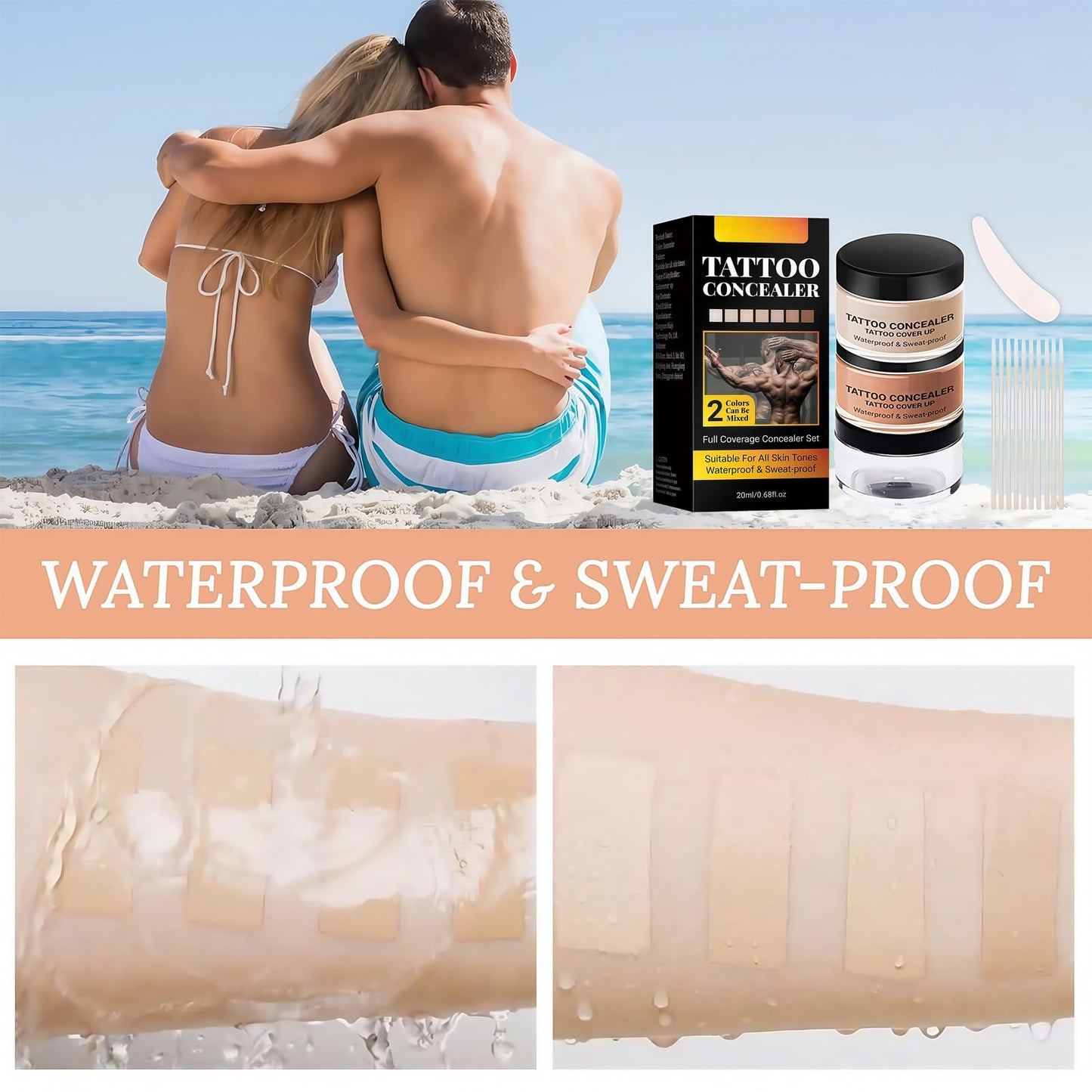 Coloroom Waterproof Tattoo Cover Up Makeup – Full Coverage Body Concealer for Tattoos, Bruises | Men & Women