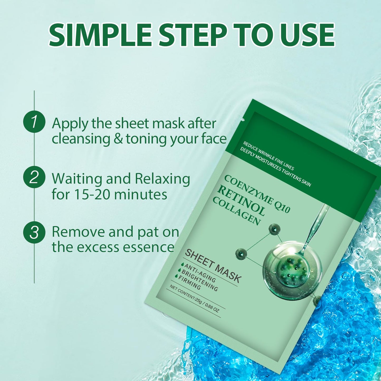 IREV Pack of 10 Collagen Mask Face Masks Skincare, Coenzyme Q10 Retinol Collagen Facial Masks Skincare, Hydrating Face Beauty Care Masks for Deep Repairing and Moisturizing Anti Wrinkles