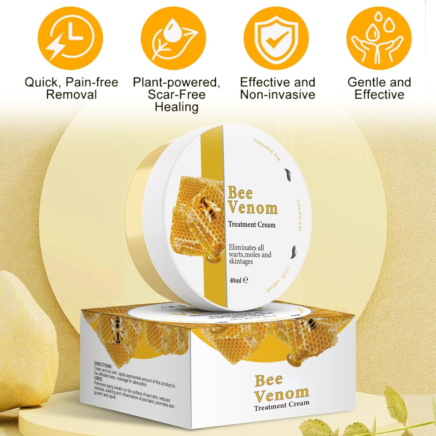 Trendyfave Bee Venom Cream, Bee Venom Skin Treatment Cream, Skin Repair, Enriched with Bee Venom & Natural Extracts, Body Moisturiser, Revitalises Skin, Suitable for All Skin Types, 2Pcs
