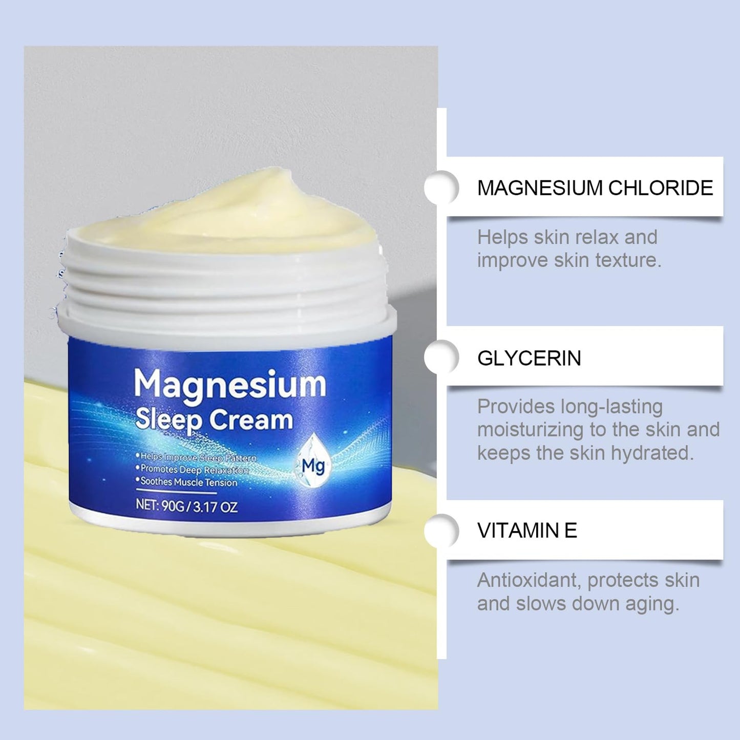 MEITREND Magnesium Soothing Sleep Cream,Hydrating Body Cream for Women & Men,Skin Tightening Cream Body,Soothing Sleep Butter,Face & Body,Body Cream for Very Dry Skin,Sleeping Cream for Night,Skin Moisturizier