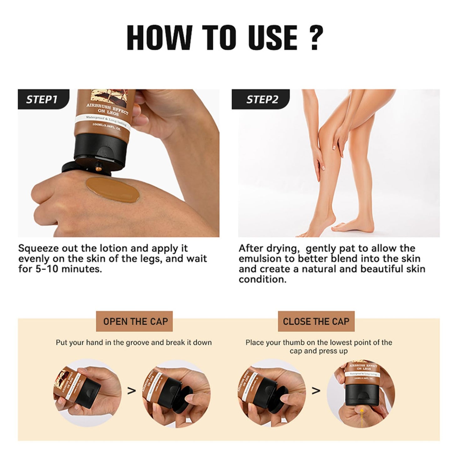 ThamGlow Leg Makeup All Over Complexion Perfector, Self Tanning Lotion, Body Coverage Perfector, Body Concealer Tattoo Cover Up Makeup – Buildable Coverage, Waterproof & Hydrating For Even, Sun-Kissed Skin