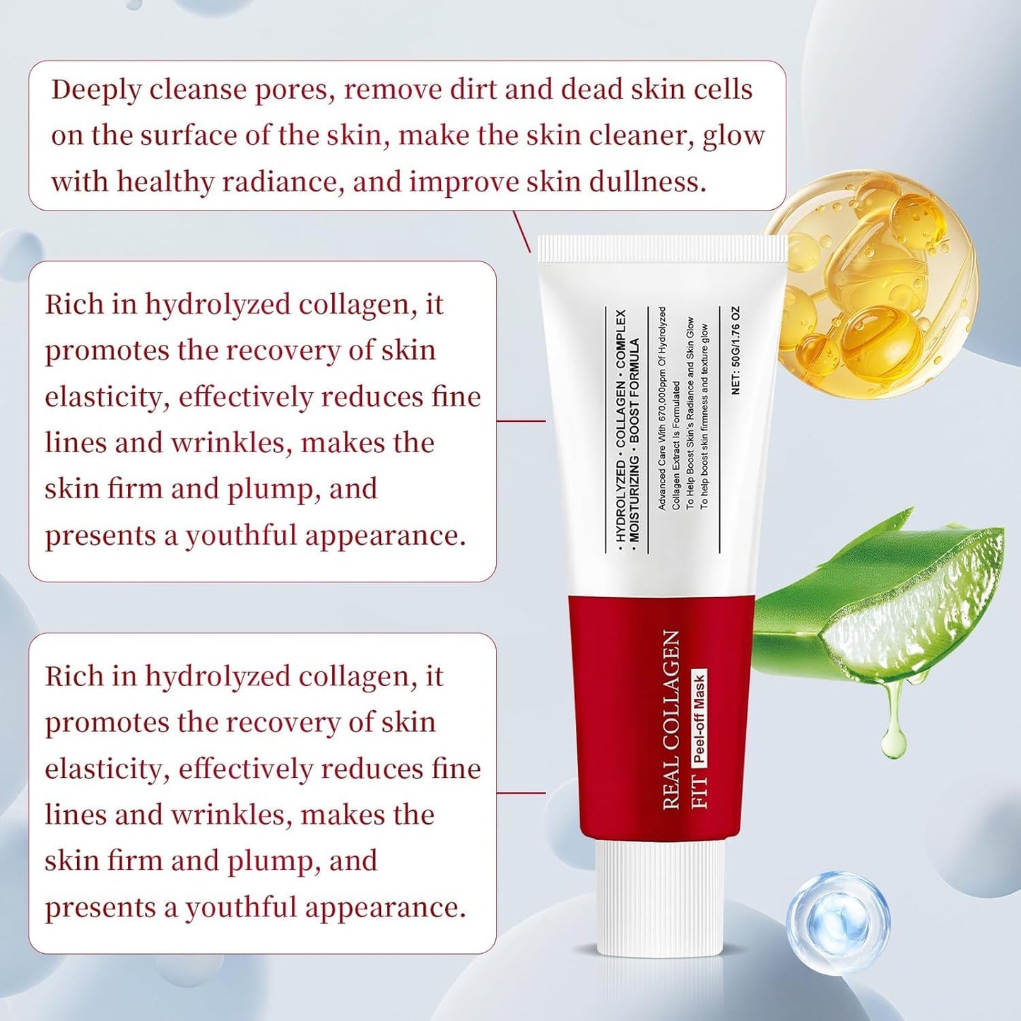 Real Collagen Fit Peel Off Facial Mask Restore Skin Elasticity,Collagen Night Wrapping Mask,Collagen Wrapping Mask,Hydrolyzed Collagen Perfect for Dry & Dehydrated Skin (2Pcs)
