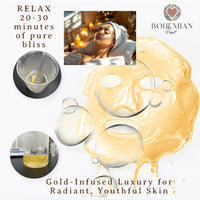 Spa Grade Luxury Gold Bio-Collagen Face Masks Ultra-Hydrating & Brightening with Royal Jelly & Natural Extracts. Reduces fine lines. Soothing & ultra thin. Pack of 5 by Bohemian Heart