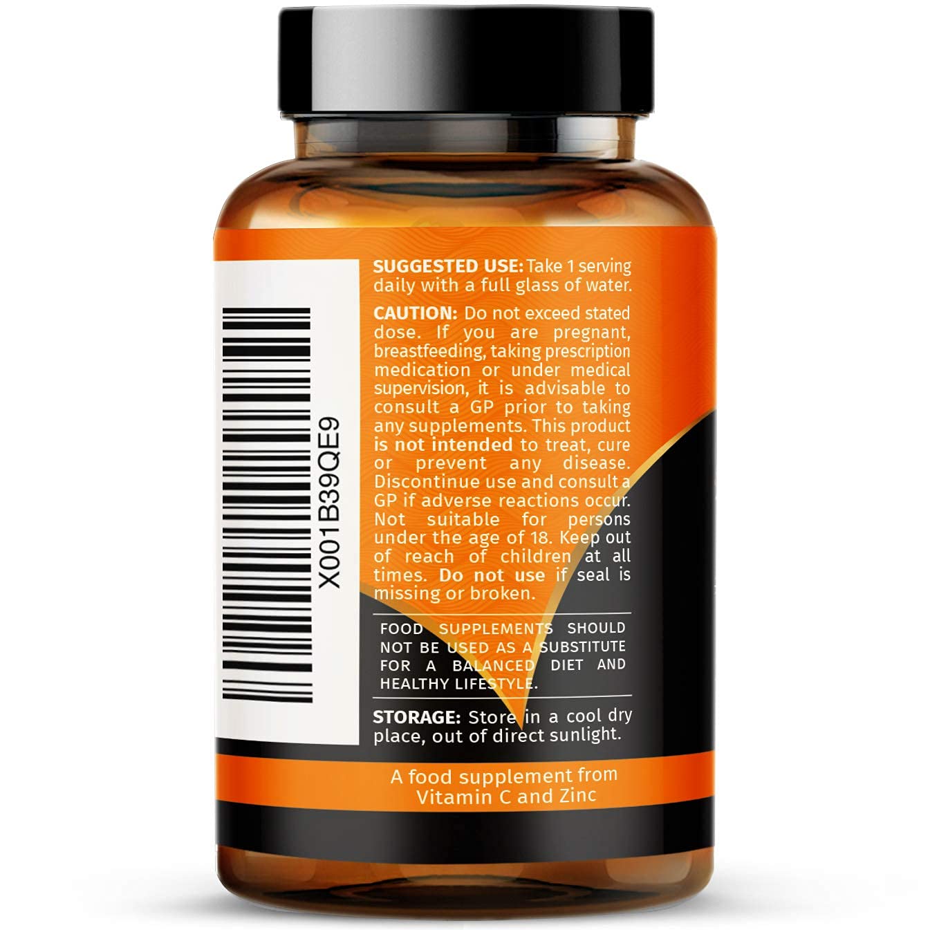 Vitamin C 1200mg and Zinc 40mg per Daily Serving - 120 High Strength Vegan Capsules with Ascorbic Acid - 2 Month Supply - Made in The UK by Howard & James