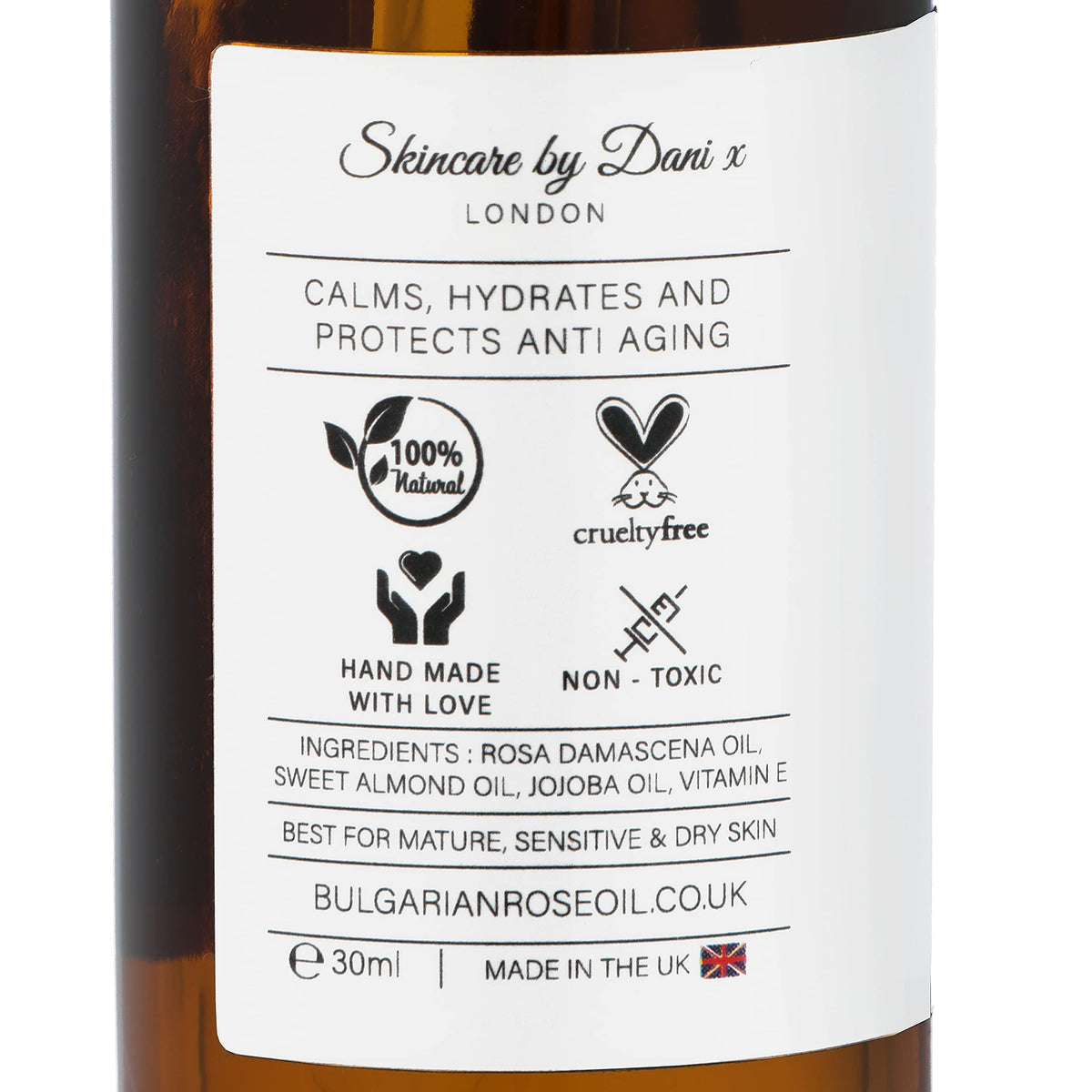 Bulgarian Rose Oil Co Pure Organic Face Oil Made from The Finest Rosa Damascena Rose Absolute -Naturally Calming, Protects,& Hydrates (20ml)
