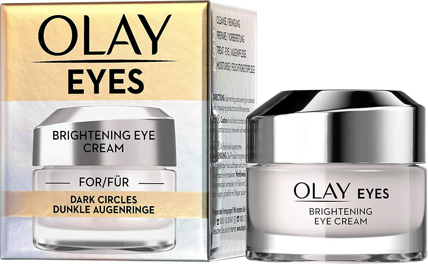 Olay Brightening Eye Cream for Dark Circles 15ml, with Vitamin B3 & Caffeine, Suitable for All Skin Types