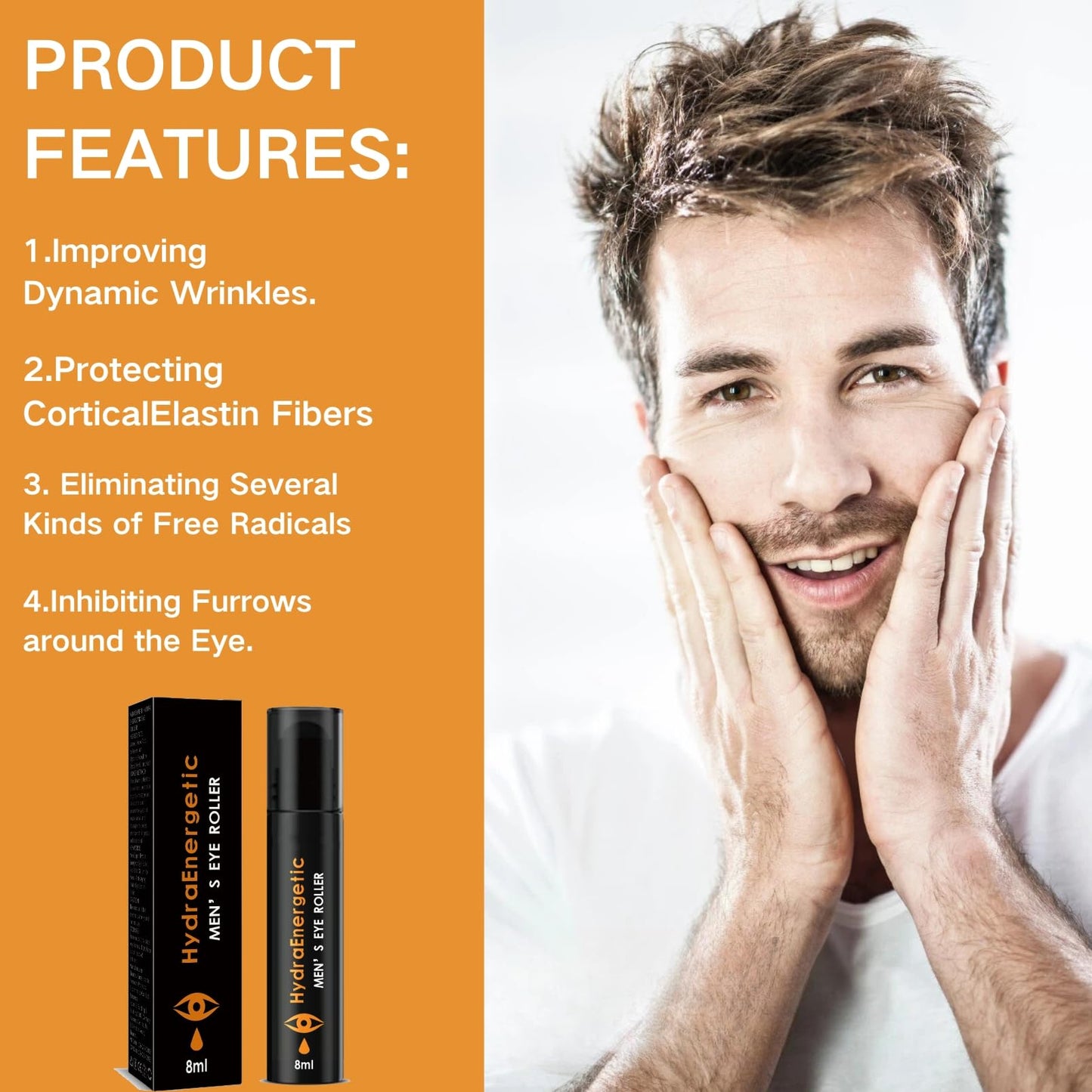 IZBEAUVO Caffeine Eye Cream,Hydra energetic Men Eye Cream Roller,Under Eye Roller for Dark Circles Lines&Puffiness,Eye Bags Remover Anti Age - instant eye tightener - Hydrating Relax Eyes Fatigue