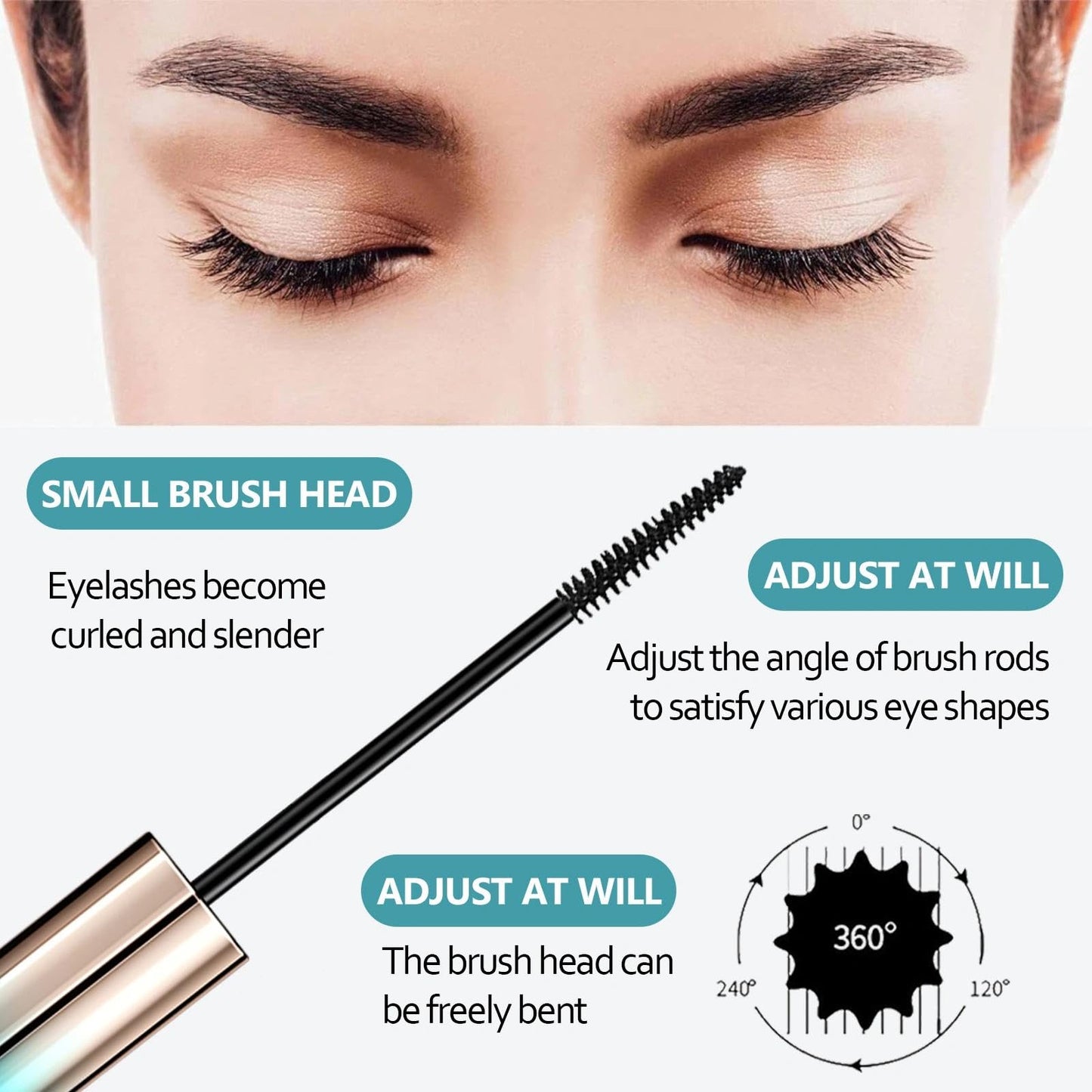 Wormeer Ultra Fine Waterproof Mascara for Short Eyelashes, Skinny Mascara Black Waterproof, Lengthening Eyelashes Black for Tiny Lashes-1Pcs