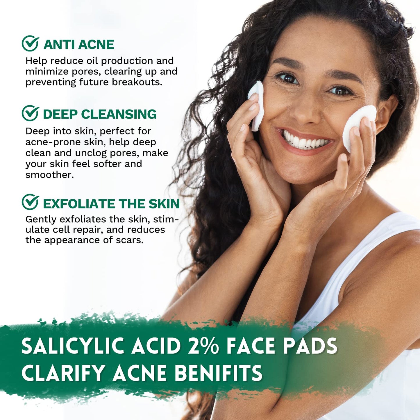 ANAiRUi Salicylic Acid Pads, Exfoliating Face Pads with Witch Hazel, Vitamins B5 & E, Resurfacing Facial Pads for Cleansing Breakouts & Blackheads, Acne & Blemishes, 80 Pads