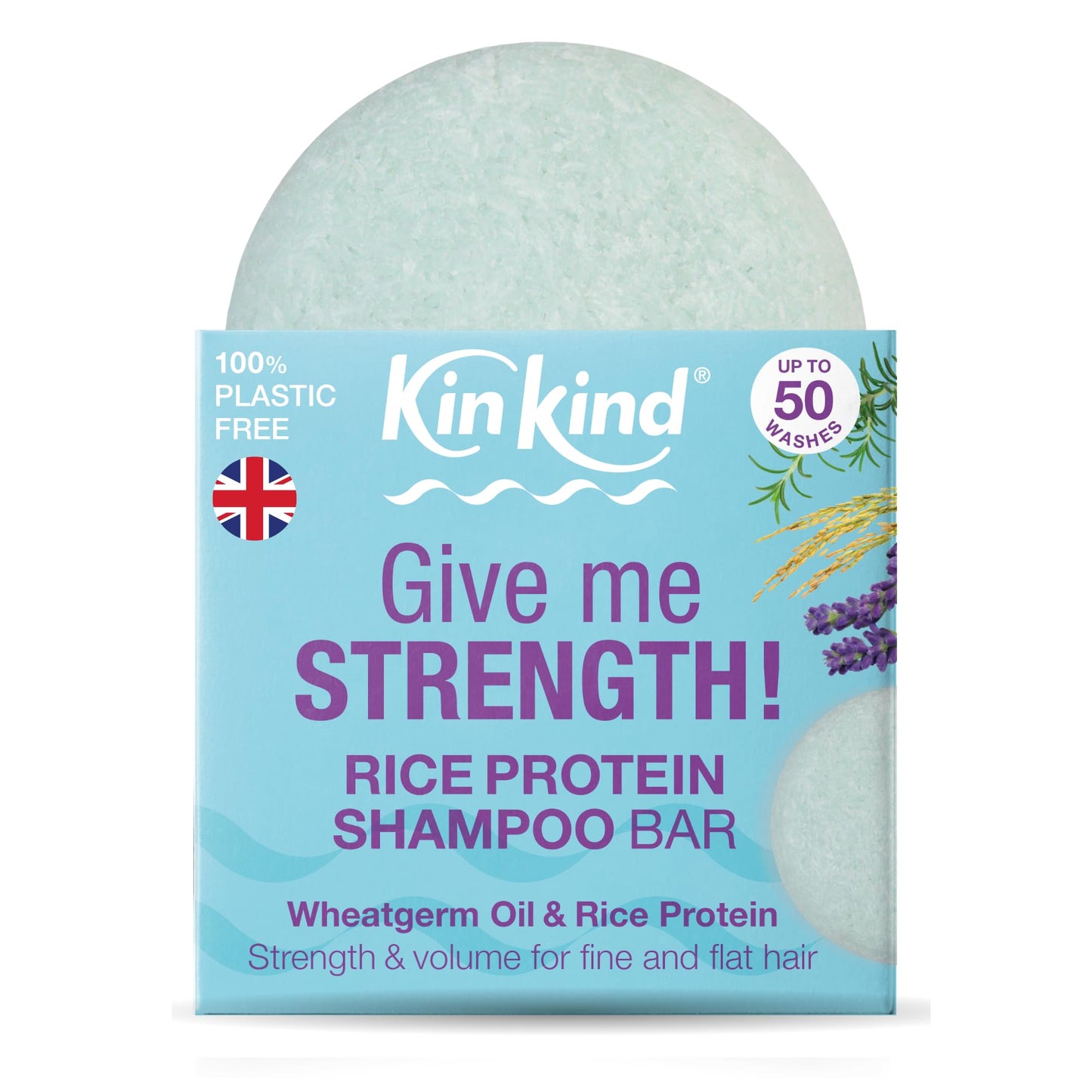KinKind Rice Water Shampoo Bar for Hair Growth - Give Me STRENGTH! Hair Thickening Solid Shampoo Bar with Rice Protein | Volume for Fine & Flat Hair | Natural Travel Shampoo Bar for Hair UK