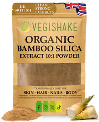 Organic Silica Extract 10:1| High Strength Naturally Sourced Silica Supplement | for Skin Health and Mobility | Vegan Capsules | from Bamboo Extract | UK Made (250G)