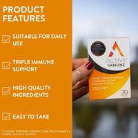 Solvotrin Active Immune | Vitamin D 2000IU | Vegan Formula | Vitamin D3 | Vitamin C & Zinc | 30 Capsules