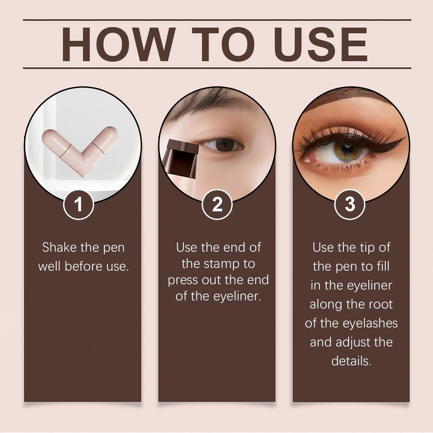 Fankayi Long-Lasting Winged Eyeliner Stamp,Eyeliner Stamp,Waterproof Smudge Proof Long Lasting Liquid Eye Liner,Smudge-Proof Brown Liquid Liner for Women,Winged Eye-liner St-amp,Eye Liner St-amp(Brown)