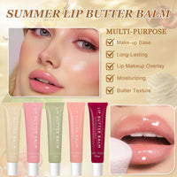 Ledeak Summer Lip Balm, 4PCS Summer Lip Butter Balm, Nourishing Glossier Lip Balm, Plumping Tinted Lip Butter, Moisturizing Natural Lip Gloss Set for Men Women Chapped Lips (Vanilla+ Candy+Mint+Cream)