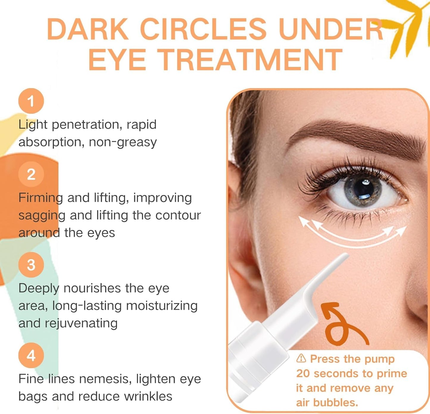 QUIWEN Turmeric Eye Cream, Turmeric Under Eye Cream, Eye Bags Remover, Anti Wrinkle Eye Cream, Firming Eye Cream, For Puffy Eyes, Moisturizes Eye Area