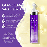 QUANHAO Eye Serum with 8% Caffeine 15ml 2 Pack, Under Eye Serum for Dark Circles and Puffiness Eye, Wrinkles and Fine Lines, Eye Cream, Under Eye Treatment Replumps, Brightens And De-Puffs Eyes