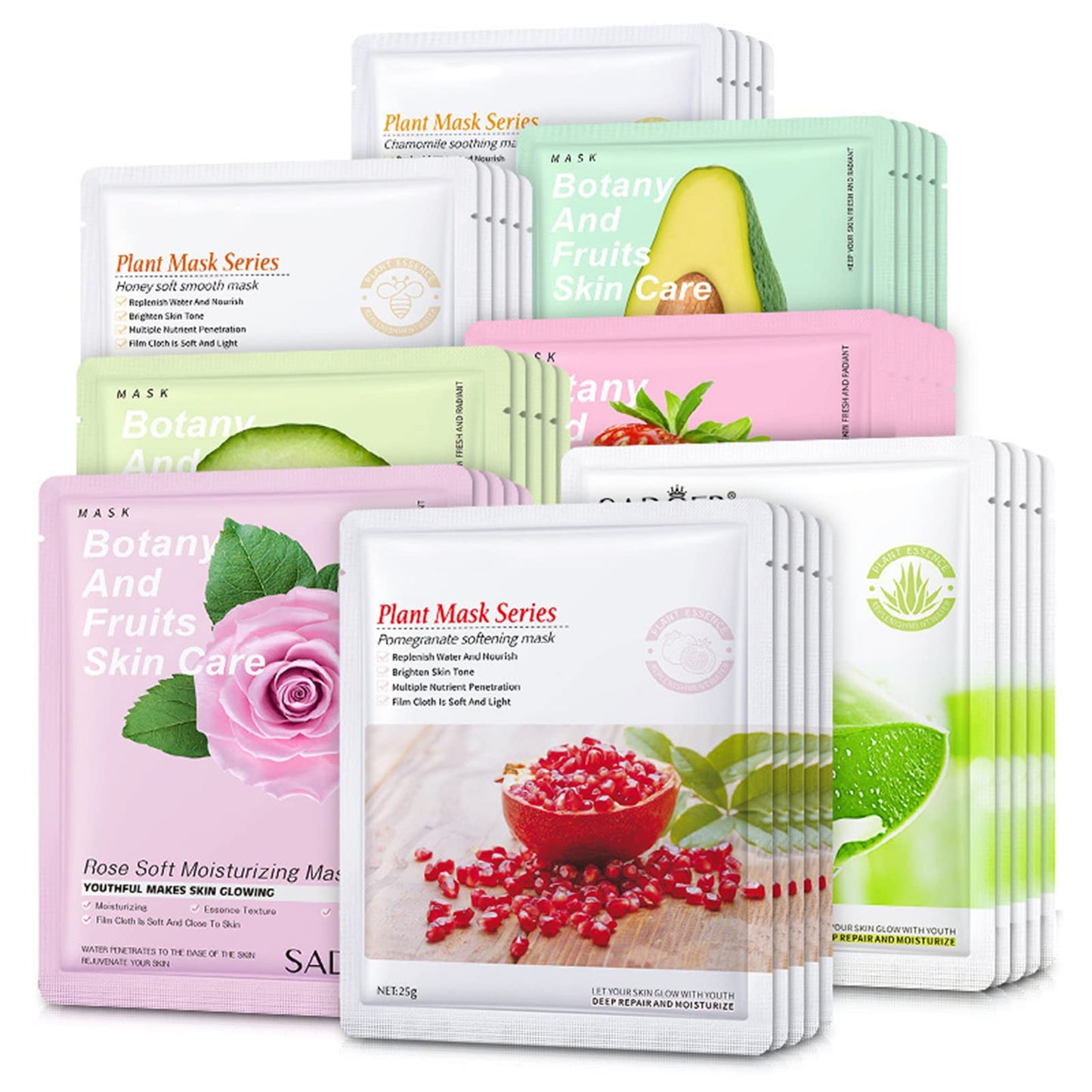 Maggidea 6 Sheets Fruit Extract Face Mask Set - Collagen Face Mask - Face Masks Beauty - Facial Mask Sheet - Skin Repair Mask Improves Skin Face Care Skin Care Sets For Women For All Skin Types