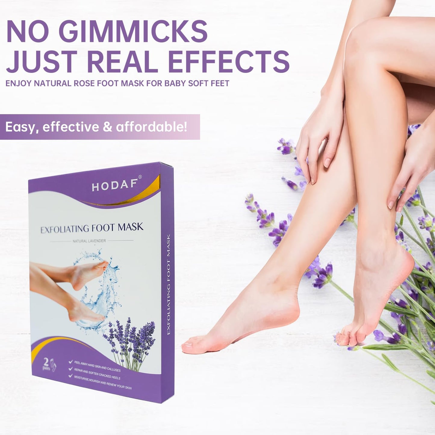 Generic 2 Pairs Foot Peel Mask for Hard Skin,Lavender Exfoliating Mask for Callus Remover Dead Dry Skin,Cracked Heel Treatment Socks, Plant Formula Moisturising Socks, Soft Foot Care