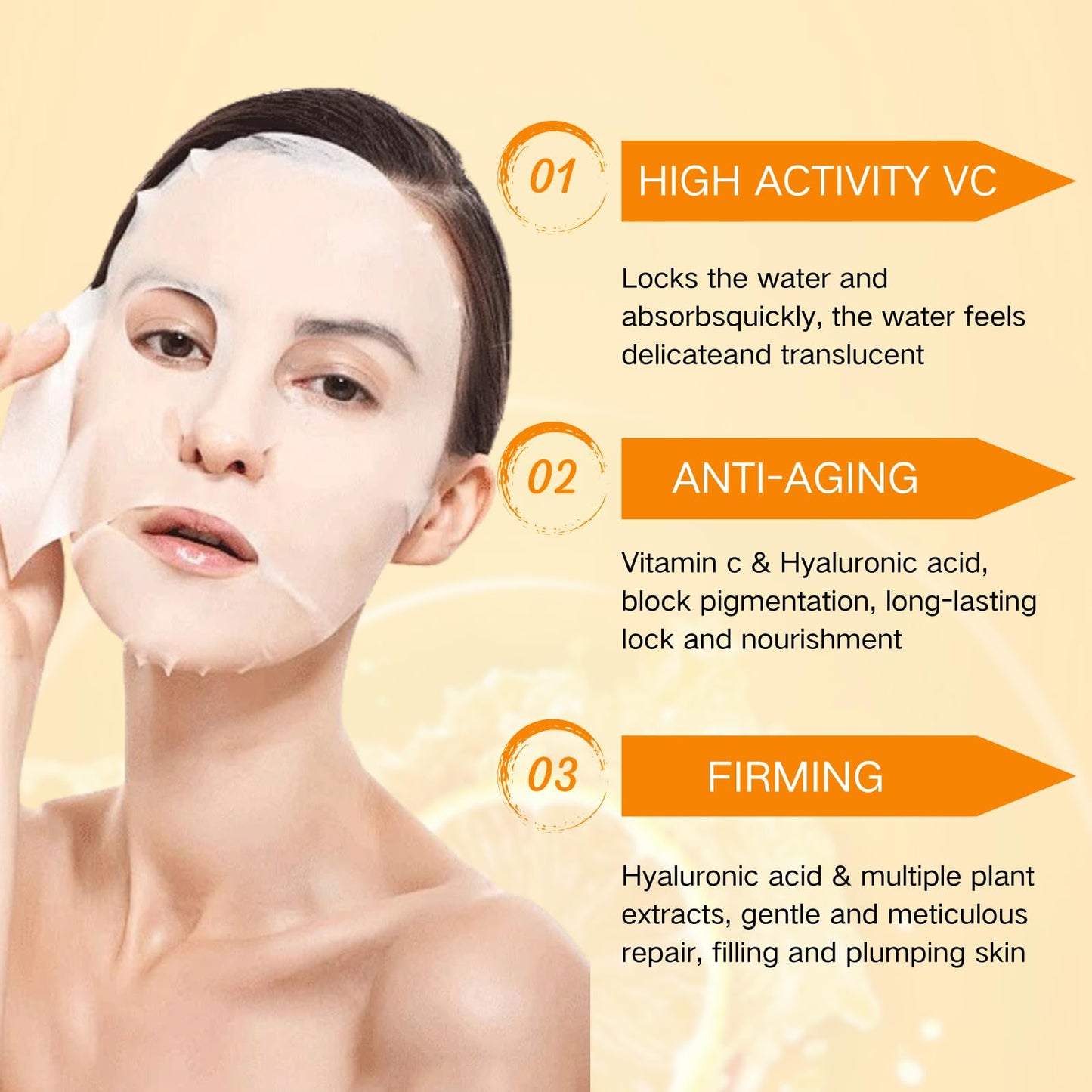 Trendyfave Vitamin C Sheet Mask 5PCS, Vitamin C Face Masks Skincare With Hyaluronic Acid, Anti Oxidation Capsule Face Mask Set, Firming Repair Face Mask, Hydrating Face Mask For Dehydrated, Dull And Tired Skin