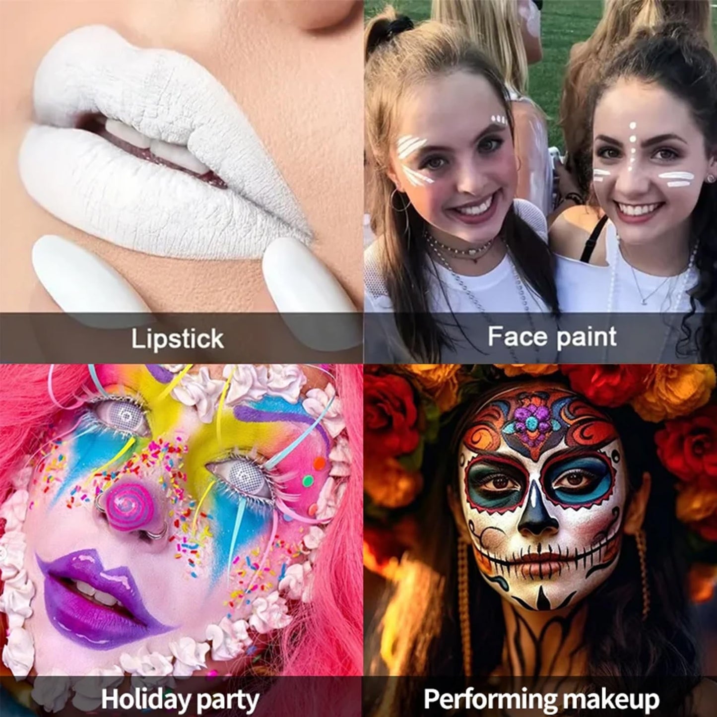 NLFOX White Face Body Painting Stick - Clown White Full-coverage Cream Face Paint Balm for Halloween SFX Skeleton Ghost Zombie Clown Goth Cosplay Makeup - Washable Body Stick for Adult Costume Party