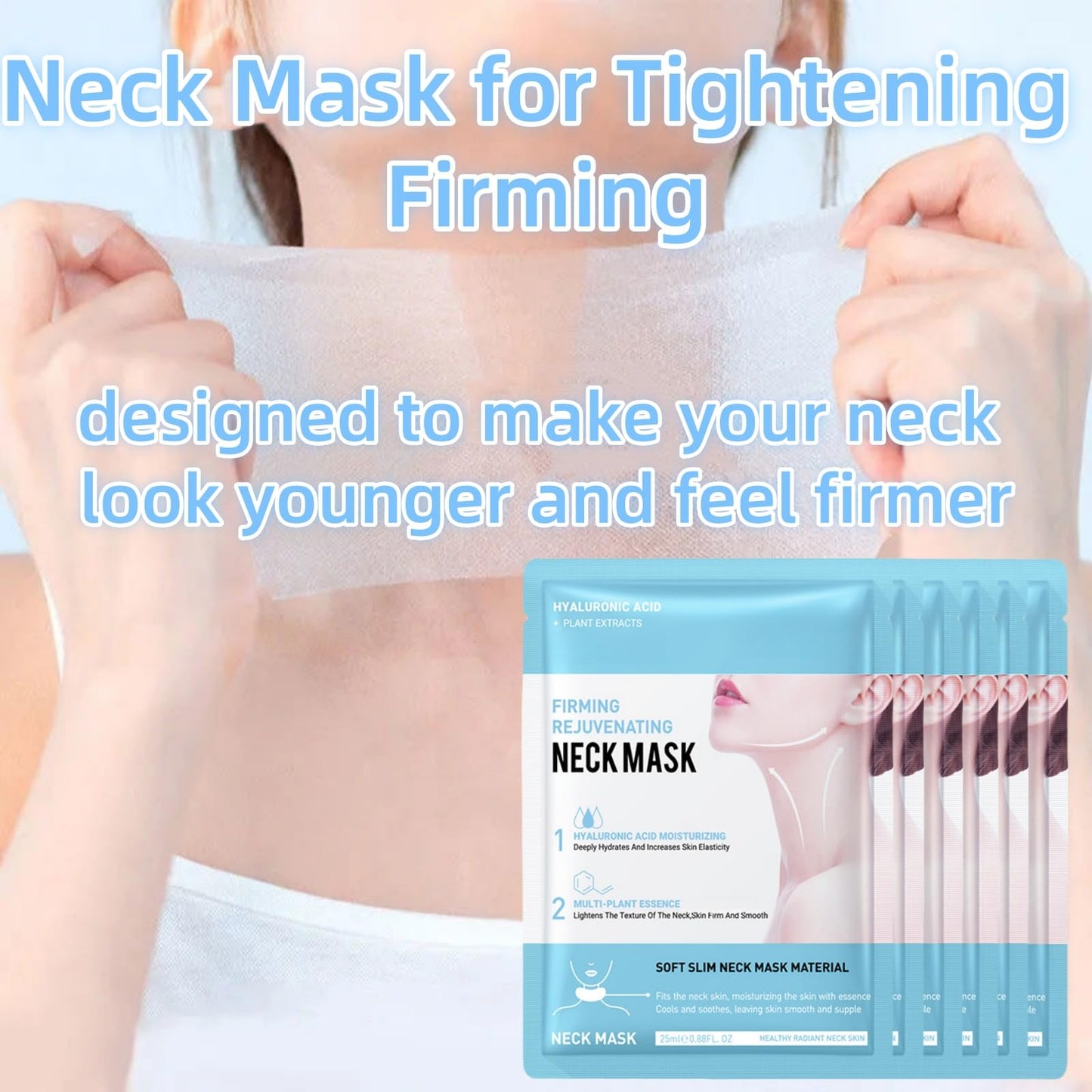 6PCS Firming Rejuvenating Neck Mask,Wrinkle Patches,Neck Mask for Tightening Firming,Forehead Wrin/kles Treatment,Ne/ck Tightening Mas/k with Hyaluronic Acid,Sheet Nec/k Ma/sks for Wrinkl/es