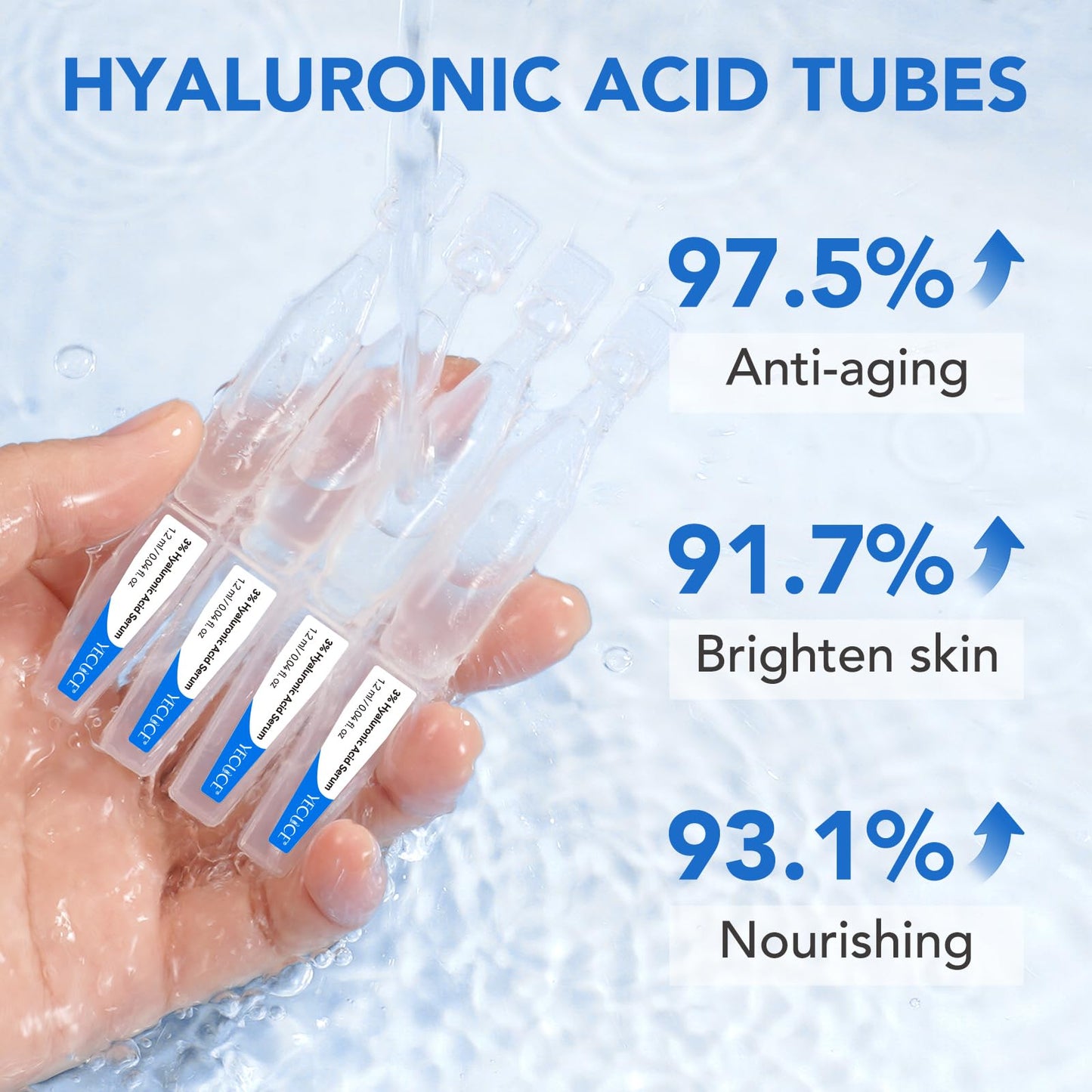Uocasi Hyaluronic Acid Tubes, 3% Hyaluronic Acid Serum Ultra-Hydrating Vials for face & Skin | Pre-makeup SkinCare | Anti-Aging serum for Sensitive skin, Deep Moisturizing Facial Serum - 30Pcs/Box