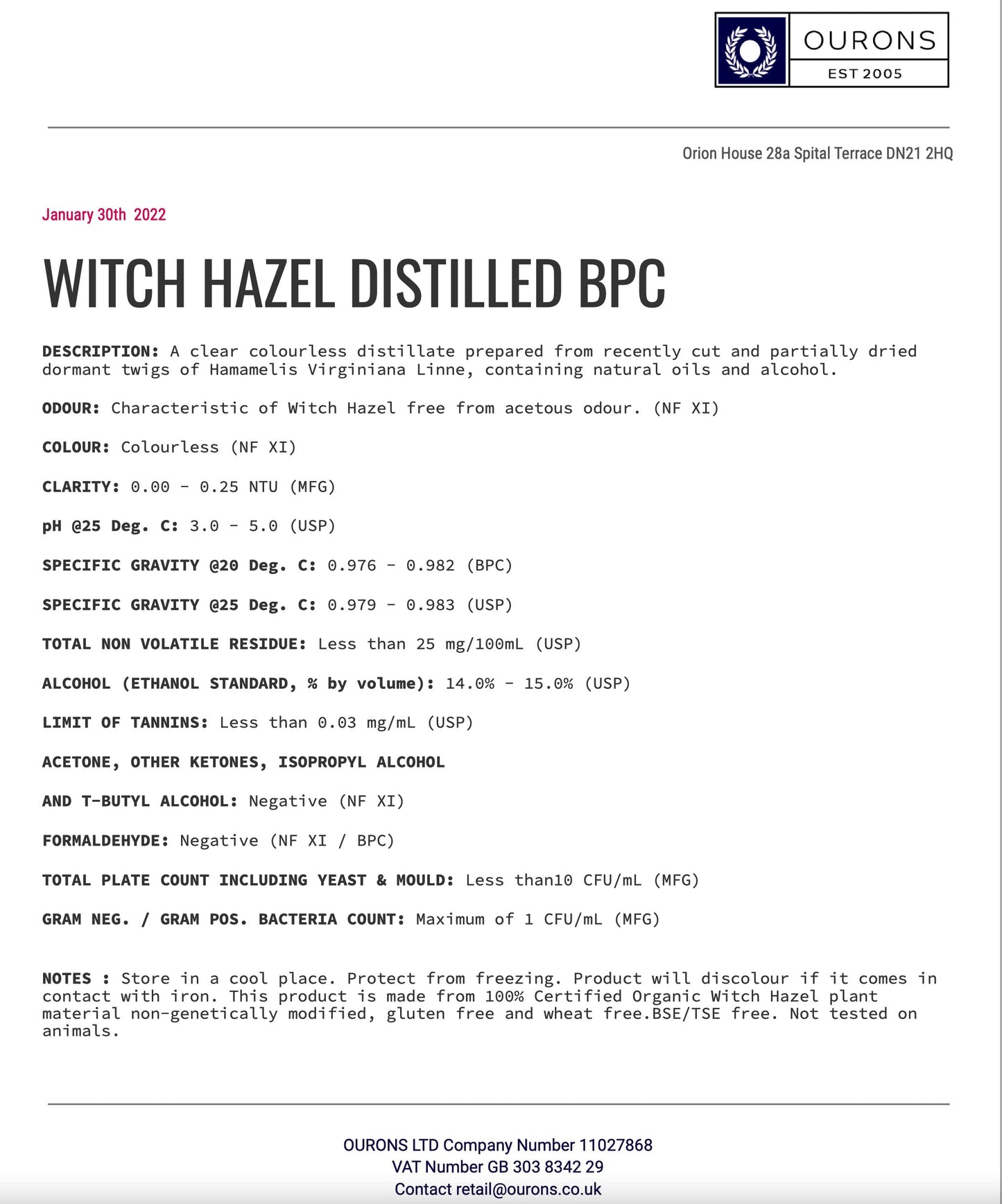 100ml Witch Hazel Liquid