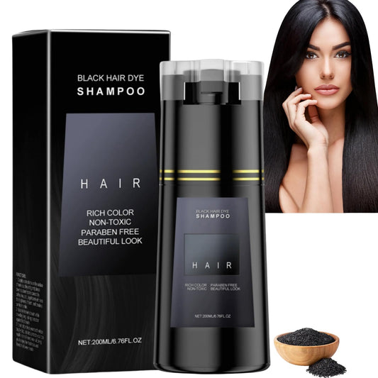 SingHao Polar Hair Dye Shampoo,Hair Color Sha/mpoo 3 in 1,Polar Ha/ir Care,H/air Colour Sham/poo for Women Grey Ha/ir Coverage,Home Ha/ir Dy/e Pu/re Plant Extract,Hai/r Care Instant Dye Shampoo(Black)