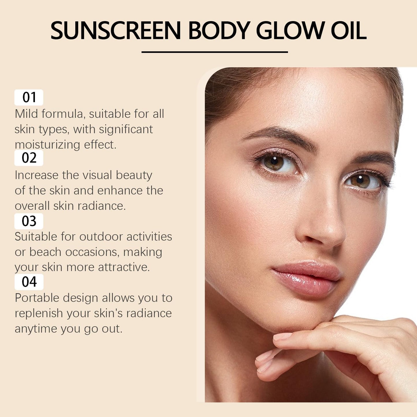 IZBEAUVO Glow Oil Sunscreen SPF 50, 120 ML Lightweight Hydration Body Sunscreen Oil, Suncream for Sensitive Skin, Ultra Light UV Protection, Water + Sweat Resistant, Not Greasy