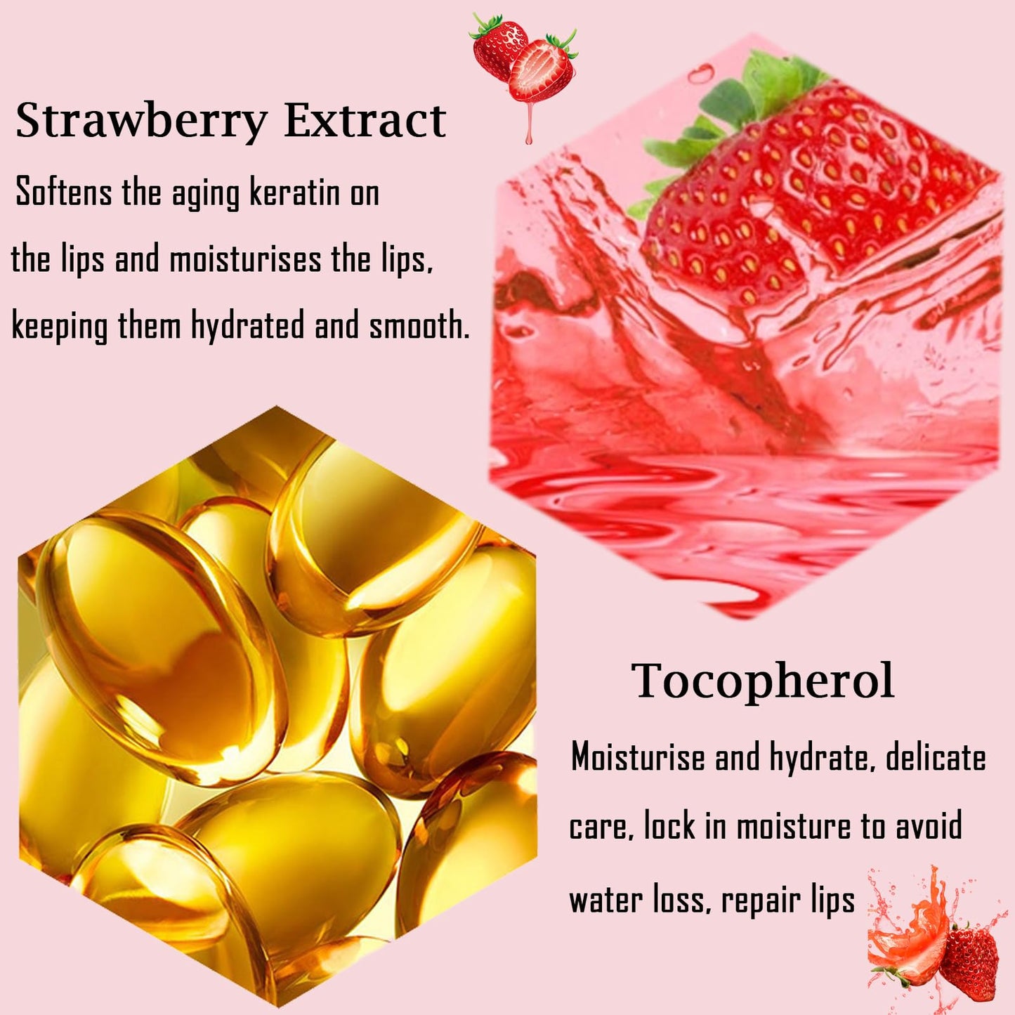 GEEWHILE Lip Mask Lip Sleeping Mask Overnight, Strawberry Lip Masks Skincare Lip Oil, Lip Moisturiser for Dry Chapped Peeling Cracked Lips Fades Lip Lines,Lip Balm Locks In Moisture Lip Care