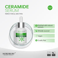 NORDBURY Ceramide Serum, 5X Ceramide with Panthenol Centella Aisatica Green Tea & Squalane, Skin Moisture Lock Strengthen Skin Barrier Improve Skin Hydration & Resilience Day and Night