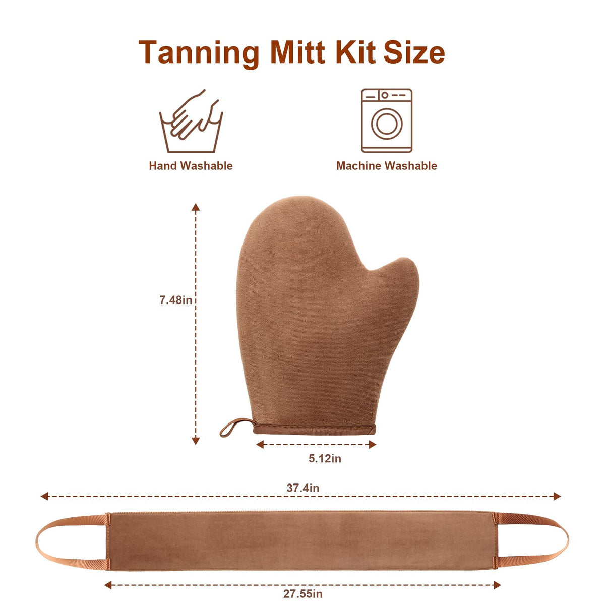 G GAIYAH GAIYAH Self Tanning Mitt Set 2 in 1 - Premium Reusable Double-Sided Velvety Soft Applicator for Lotion Cream, Fake Tan Mitt Glove, Back Tanner Applicator, Streak-Free Natural Tan, Stain-Free Hands