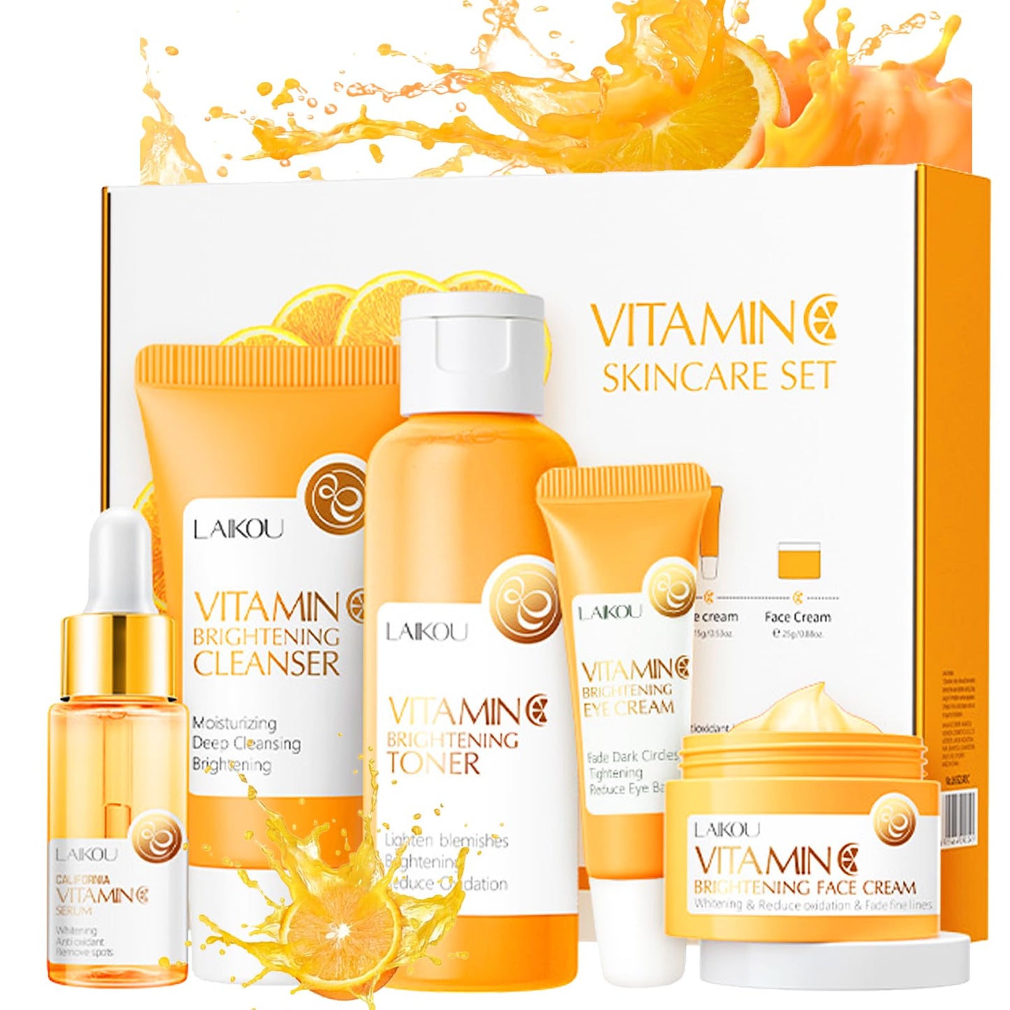 HAORQEE Skin Care Sets & Kits for Teenage Girls Gifts, Vitamin C Skincare Set Simple Beauty Pamper Anti-Ageing,Brightening,Moisturising Gift Sets for Women, Includes Cleanser-Toner-Serum-Eye Cream-Serum Cream