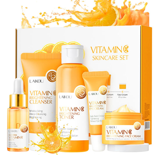 HAORQEE Skin Care Sets & Kits for Teenage Girls Gifts, Vitamin C Skincare Set Simple Beauty Pamper Anti-Ageing,Brightening,Moisturising Gift Sets for Women, Includes Cleanser-Toner-Serum-Eye Cream-Serum Cream