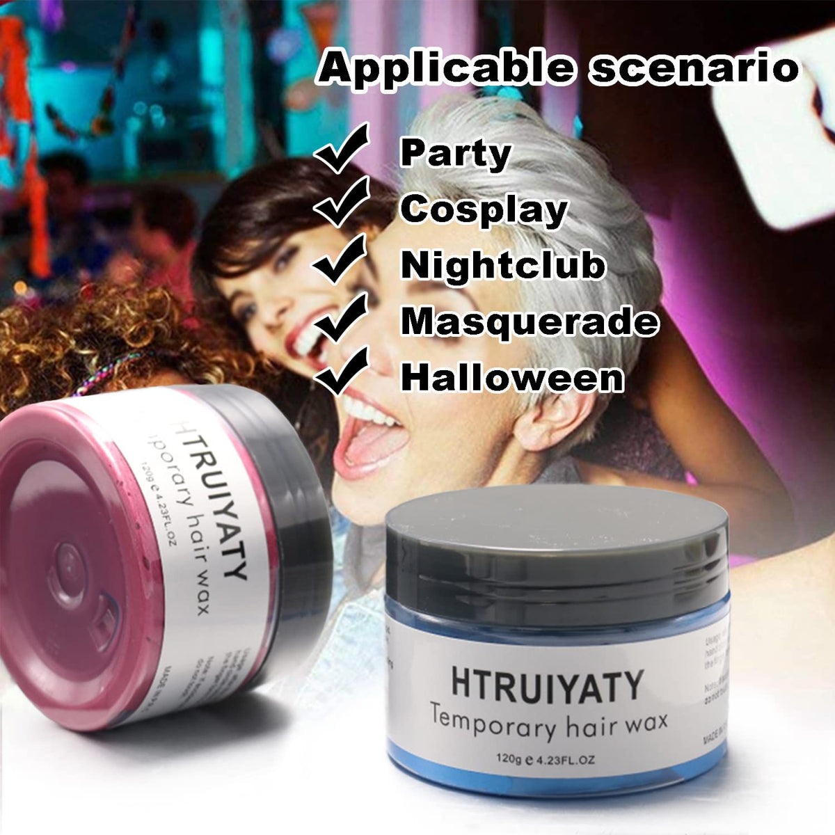 HTRUIYATY White Hair Color Wax Temporary Modeling Natural Color Hair Dye Wax Unisex One-time Hairstyle Cream Styling Wax for Party Cosplay Halloween Masquerade