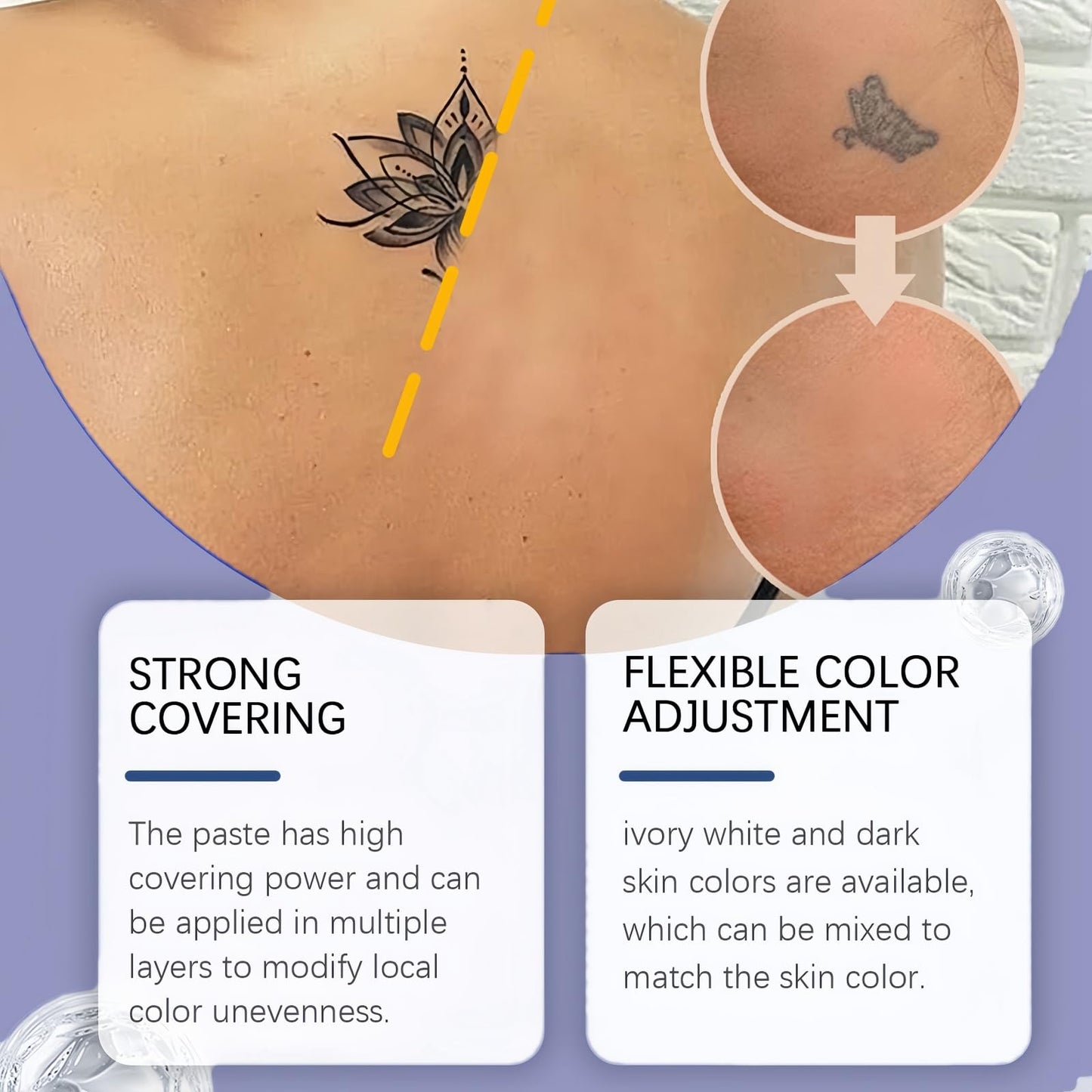 Ruojiar Body Coverage Per/fector,Ta/ttoo Cover Up Makeup,All Over Com/plexion Per/fector,Long Lasting Waterproof Sweatproof,Natural Gloss,Easy Application,Radiant Glow,Body Makeup,for Blemish,Spot and Scars