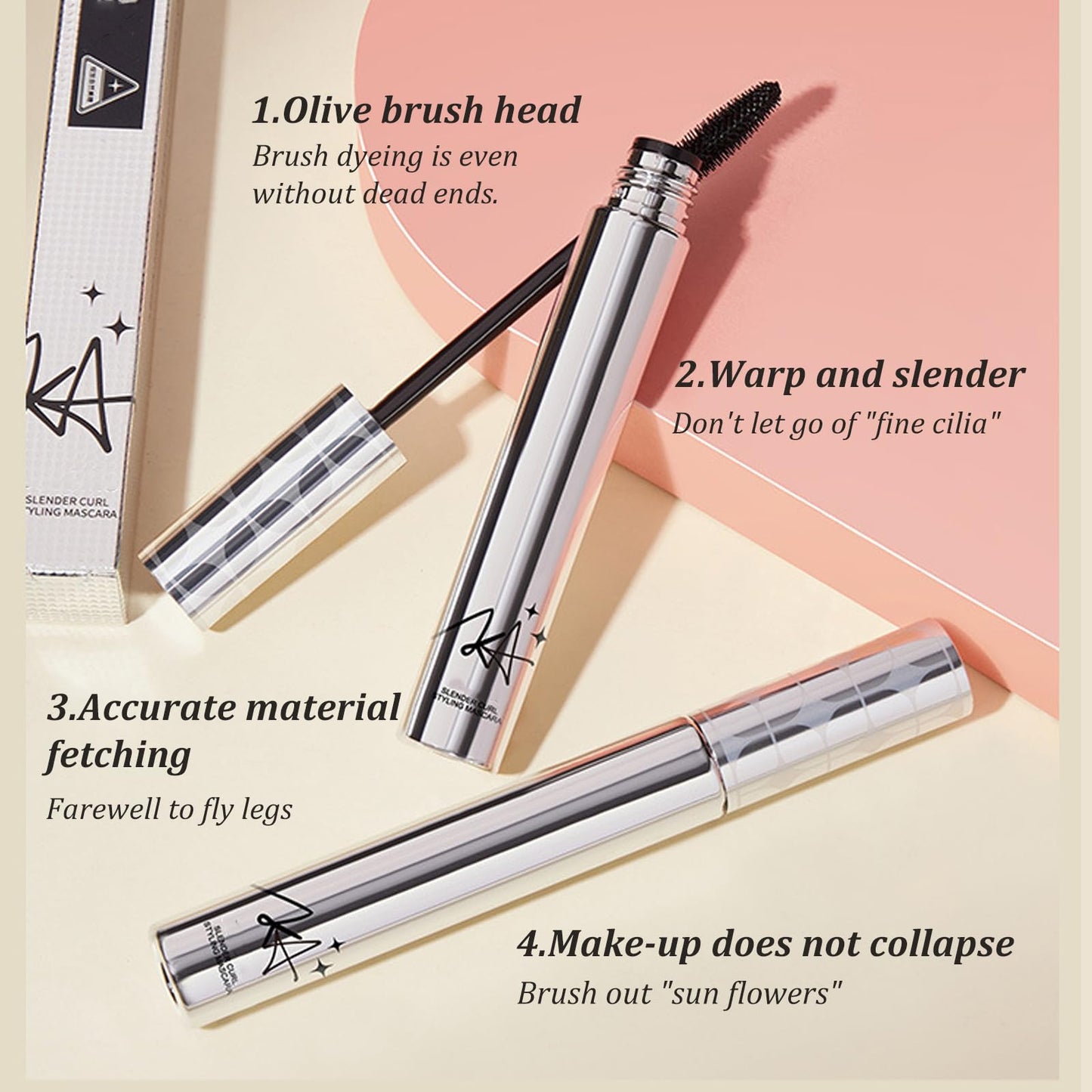 HERBINSOLS 2 Pack Mascara for Older Women - Black Waterproof Mascara Tubing Telescopic for Seniors with Thinning Lashes - Natural Waterproof Volumizing Black mascara for Sensitive Eyes