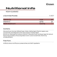 Reishi 1000mg Mushroom Gummies by Known Nutrition | Natural Immune Support | Delicious Natural Cranberry Flavour | 60 Two-a-Day Vegan Gummies (One Month’s Supply)