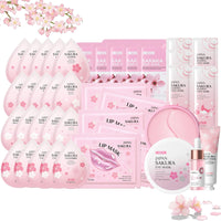 SALROAL Sakura Skin Care Sets & Kits, 38PCS Skin Care for Teenage Girls, JAPAN Sakura Skincare Set, Cleanser, Serum, Hand Cream, Eye Mask, Sleep Mask, Lip Mask, Cleanser, Cream, Lotion, Toner, Mud Mask