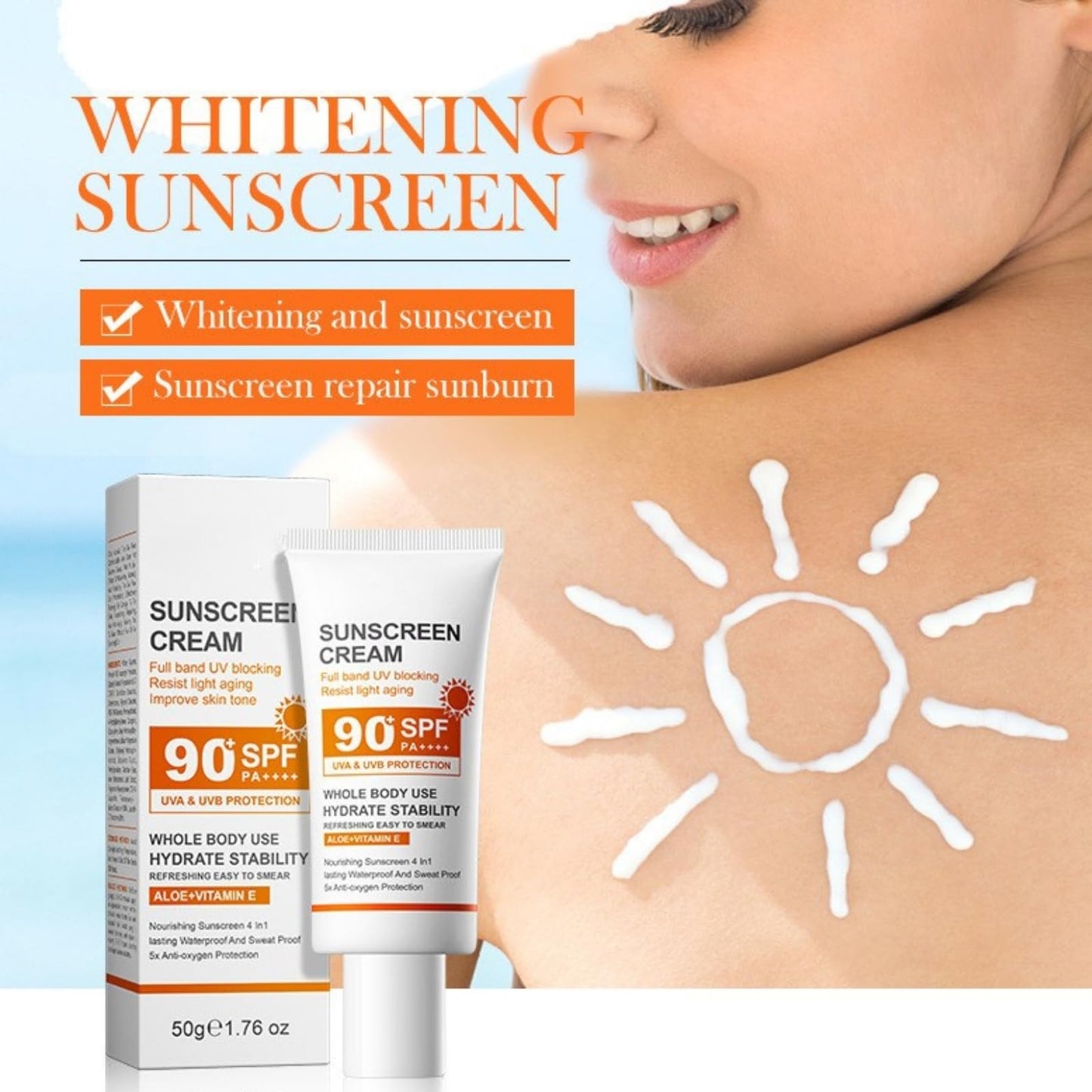 Cureluxe Sunscreen SPF 90 - PA++++ Sun Cream SPF 90 - Ultra Hight UV Protetion Face Sunscreen - Waterproof Sun Cream Against UVA & UVB - Sun Lotion Face Moisturiser For Daily Use, Travel