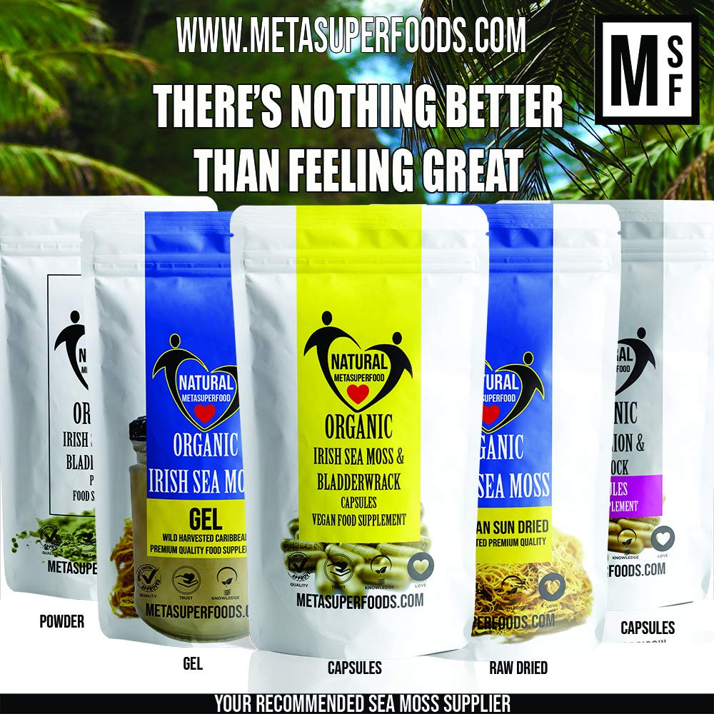 MetaSuperfoods Sea Moss and Bladderwrack 60 Capsules (3600mg) High Strength Sea Moss | Vegan | Non GMO | No Binders No Fillers No Additives | Dr Sebi Irish Sea Moss