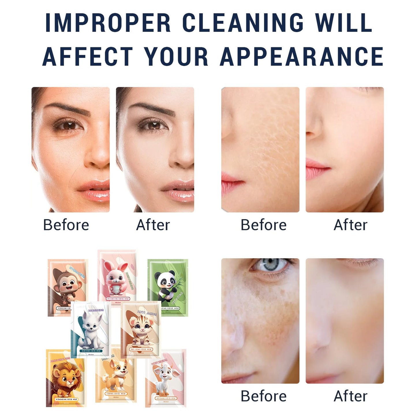 Bettinay 8 PCS Kids Face Masks for Girls, Childrens Cute Cartoon Animal Hydrating Mask for All Skin Types